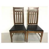 Two MCM tall back wood chairs