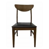 Vintage MCM wood dining chair w/ vinyl seat