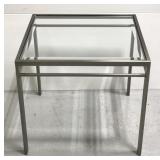 Brushed metal modern glass top coffee table