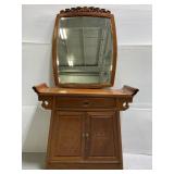 Asian carved hardwood alter cabinet w/ mirror
