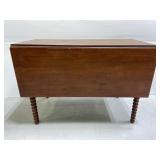 Antique large drop leaf wood table w/ spindle legs
