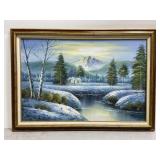 Original mountain scene canvas oil painting