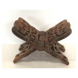 Carved wooden foldable book stand