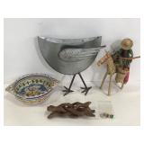 Lot of assorted tribal items w/ metal bird piece