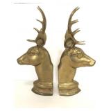 Vintage brass buck bookends