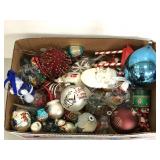 Box of Christmas ornaments