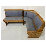 Upholstered wooden corner church bench