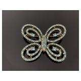 Blue rhinestone butterfly brooch