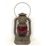 Vintage No. 2 D-Lite Dietz lantern w/  red glass