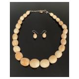Jaye King banded earth stone necklace & earrings