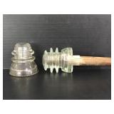 Two vintage glass insulators