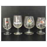4 vintage stemmed beer glasses