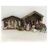 Two wooden Nativity sets