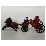 Vintage painted cast iron horse & buggy toy