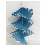 Blue spinning outdoor hanging decor piece