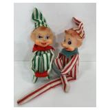 Pair of vintage 1960s elves on the shelf