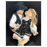 Vintage boy and girl porcelain doll set