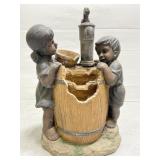 Boy & girl garden statue fountain pump