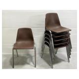 Set of 6 vintage chrome & plastic stacking chairs