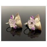 Unique vintage shell clip earrings