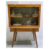 Vintage handcrafted wood doll house w/ dolls