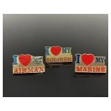 I love my armed forces lapel pins