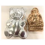 Vintage Teddy Bear and Santa tin cake molds