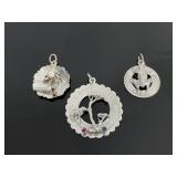 Sterling silver souvenir pendant trio