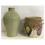 Two ceramic hand painted pots/vases