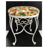 Vintage Metal ornate stool w/ floral padded seat