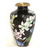 Cloisonné painted floral vase