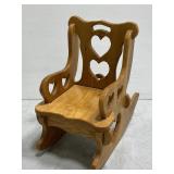 Small handcrafted wooden childs rocker