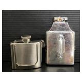 Ronson chrome cigarette case/lighter and flask