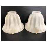 Two frosted glass Art Deco shades