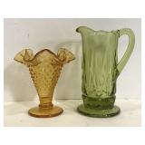 Ruffled hobnail glass & creamer glass