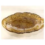Marigold embossed carnival glass celery dish