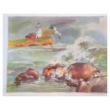 Quilted canvas shore line art