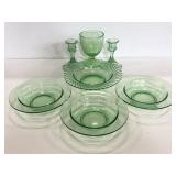 Vintage green depression glass lot