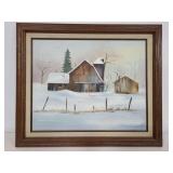 Signed winter barn art