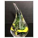 Tear drop controlled bubble signed paperweight