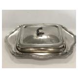 Art Deco silver butter dish w/ glass insert