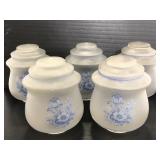 Set of 5 forayed blue floral glass shades