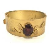 Vintage gold metal cuff bracelet with jewel