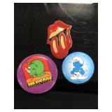 Two vintage buttons and one pin