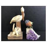 Two small bird decor pieces