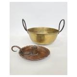 Handcrafted metal bowl & candlestick holder