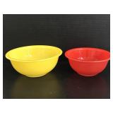 Vintage Pyrex yellow & red mixing bowls