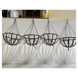 Lot of 4 hanging metal planter baskets