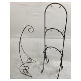 Pair of black metal garden planter hook stands