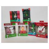 Collection of Peanuts ornaments in boxes